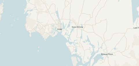 Carte de la côte de Krabi, de Krabi Town aux îles au large d'Ao Nang et de Railay